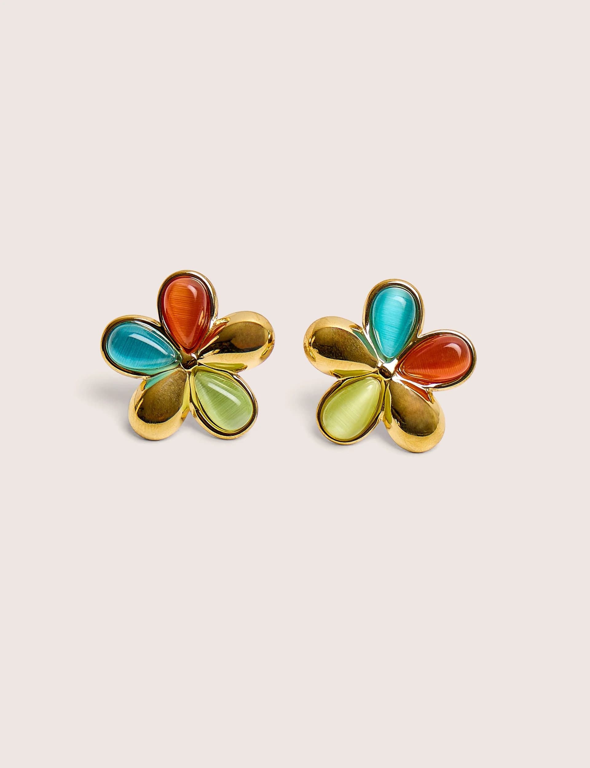 Public Desire Public Desire Gold Multi-Coloured Flower Stud Earrings