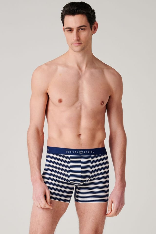 British Boxers British Boxers Men's Pack of Four "Maritime" Bamboo Stetch Trunks in Navy - 3
