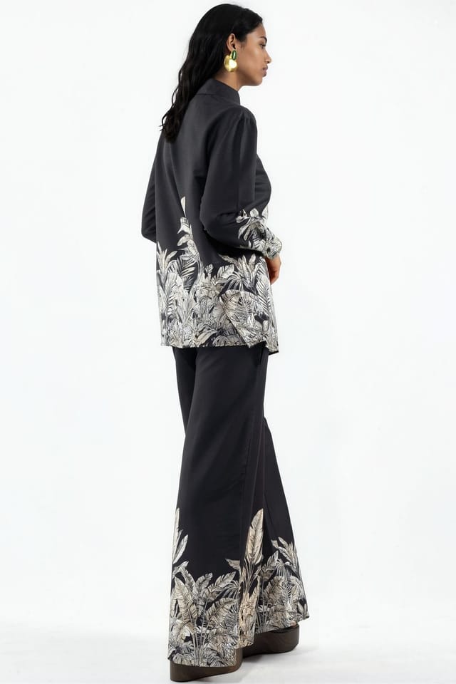 MSN Collection MSN Collection Women's Floral Satin Shirt & Wide-Leg Skirt Set - 3