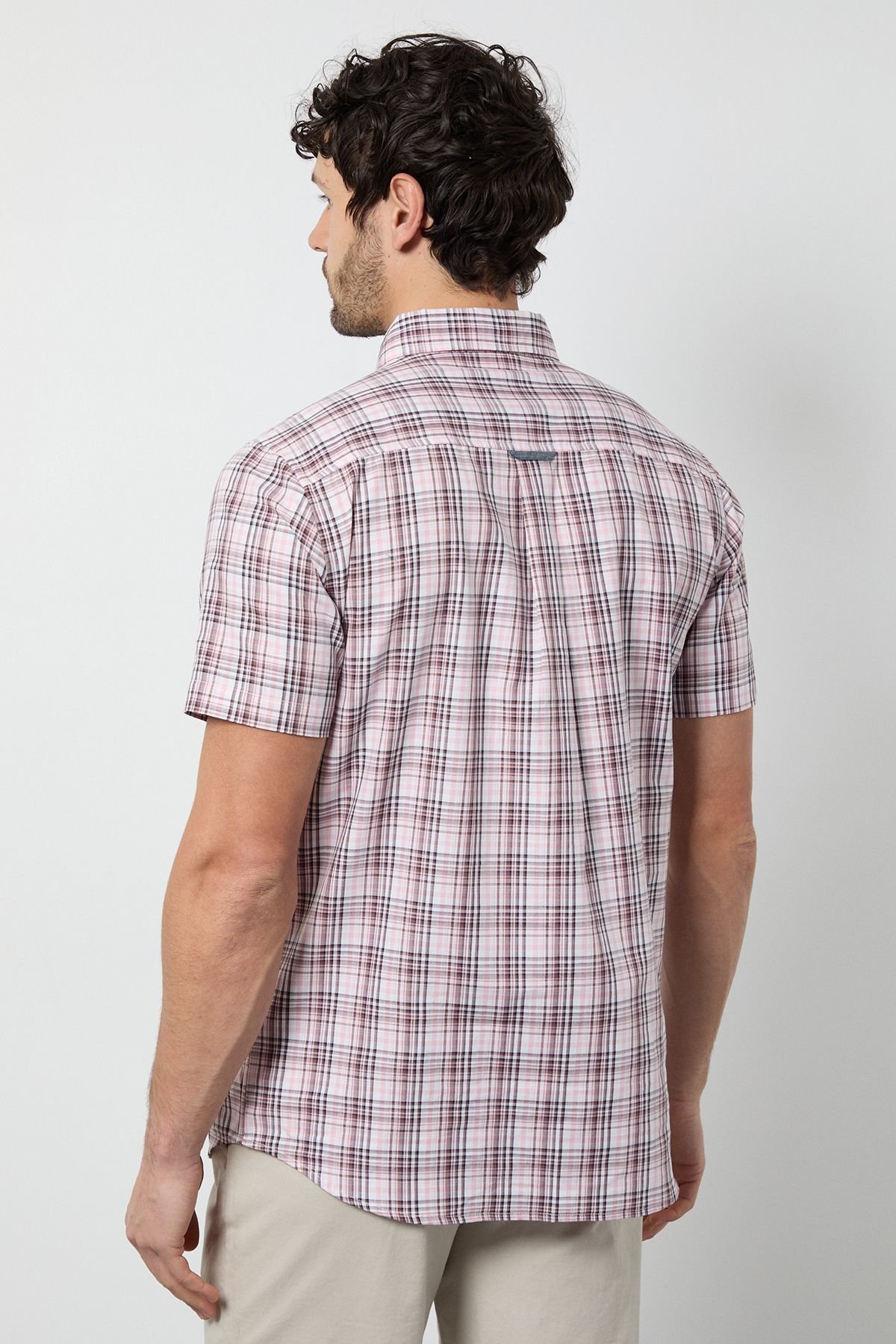Maine Maine Men's Pink Madras Check Short Sleeve Shirt - 3