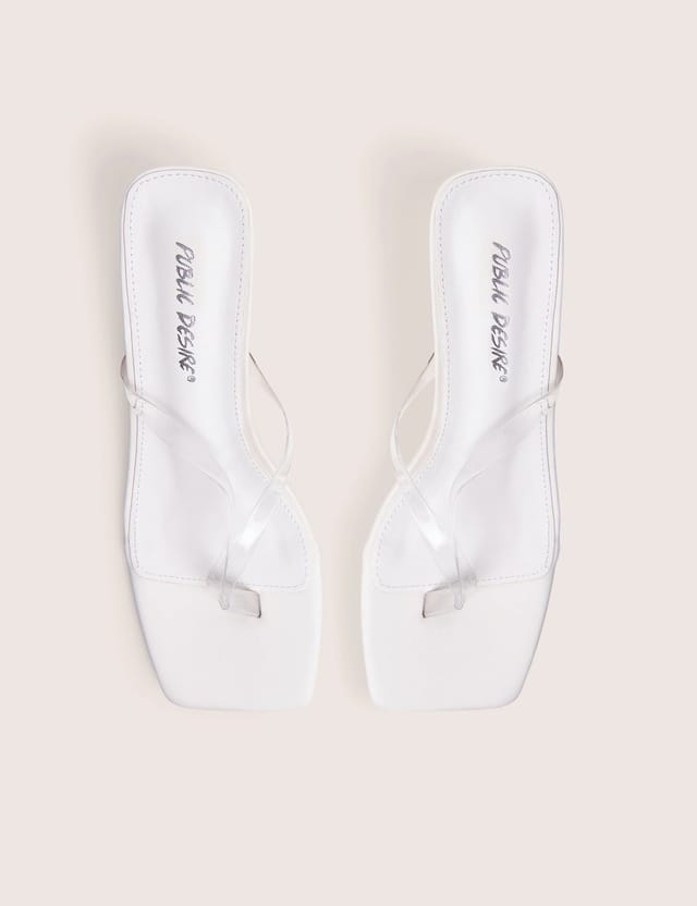 Public Desire Everlast White Perspex Thong Flip Flop Heels - 2
