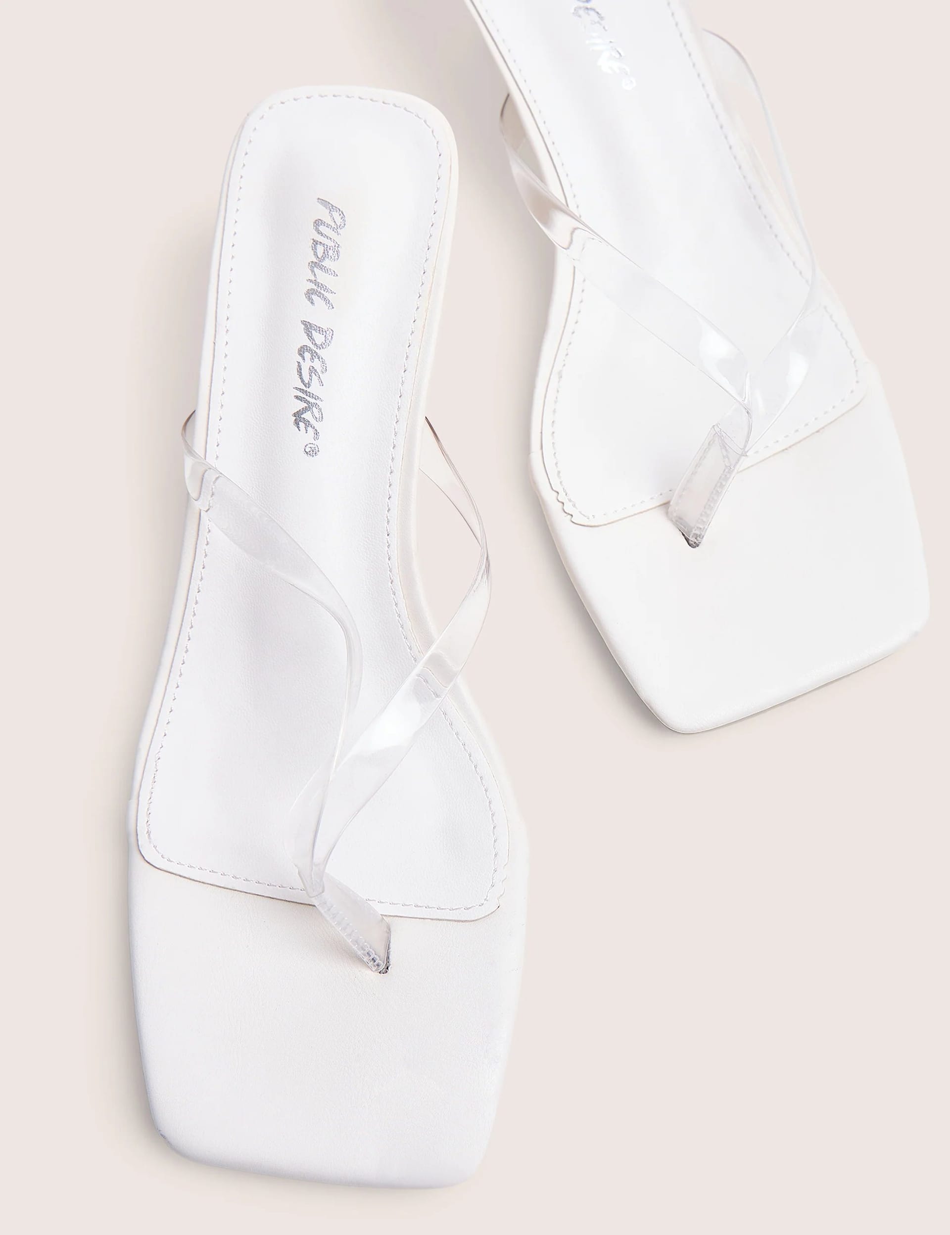 Public Desire Everlast White Perspex Thong Flip Flop Heels - 4