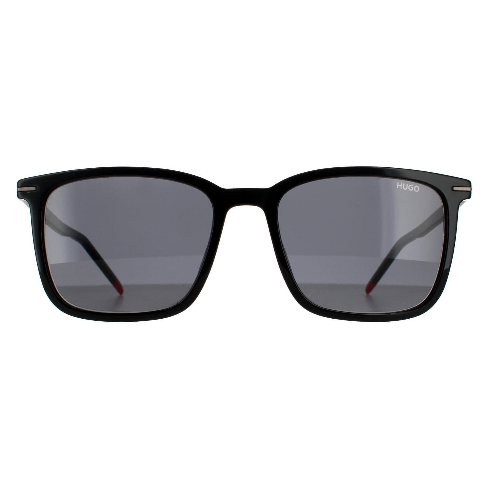 HUGO HUGO Men's Square Black Red Gold Grey Sunglasses