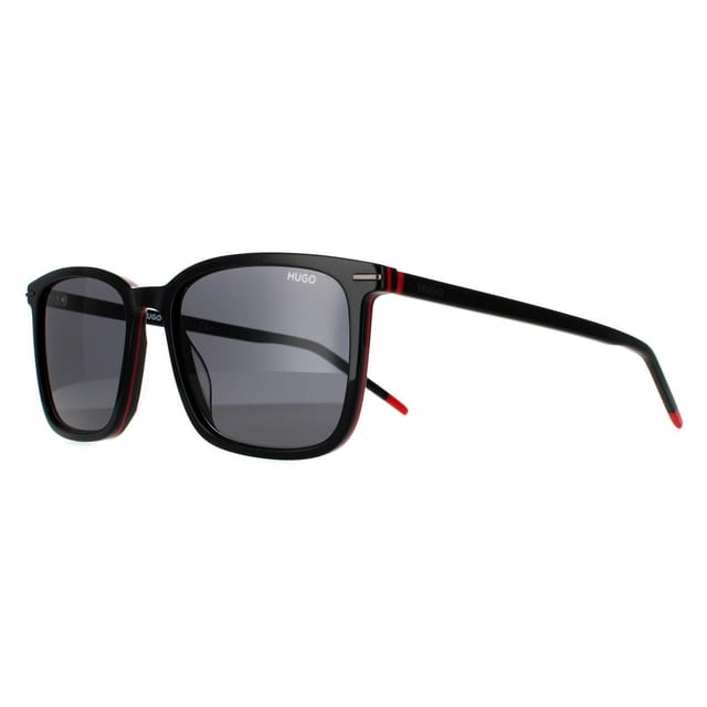 HUGO HUGO Men's Square Black Red Gold Grey Sunglasses - 2