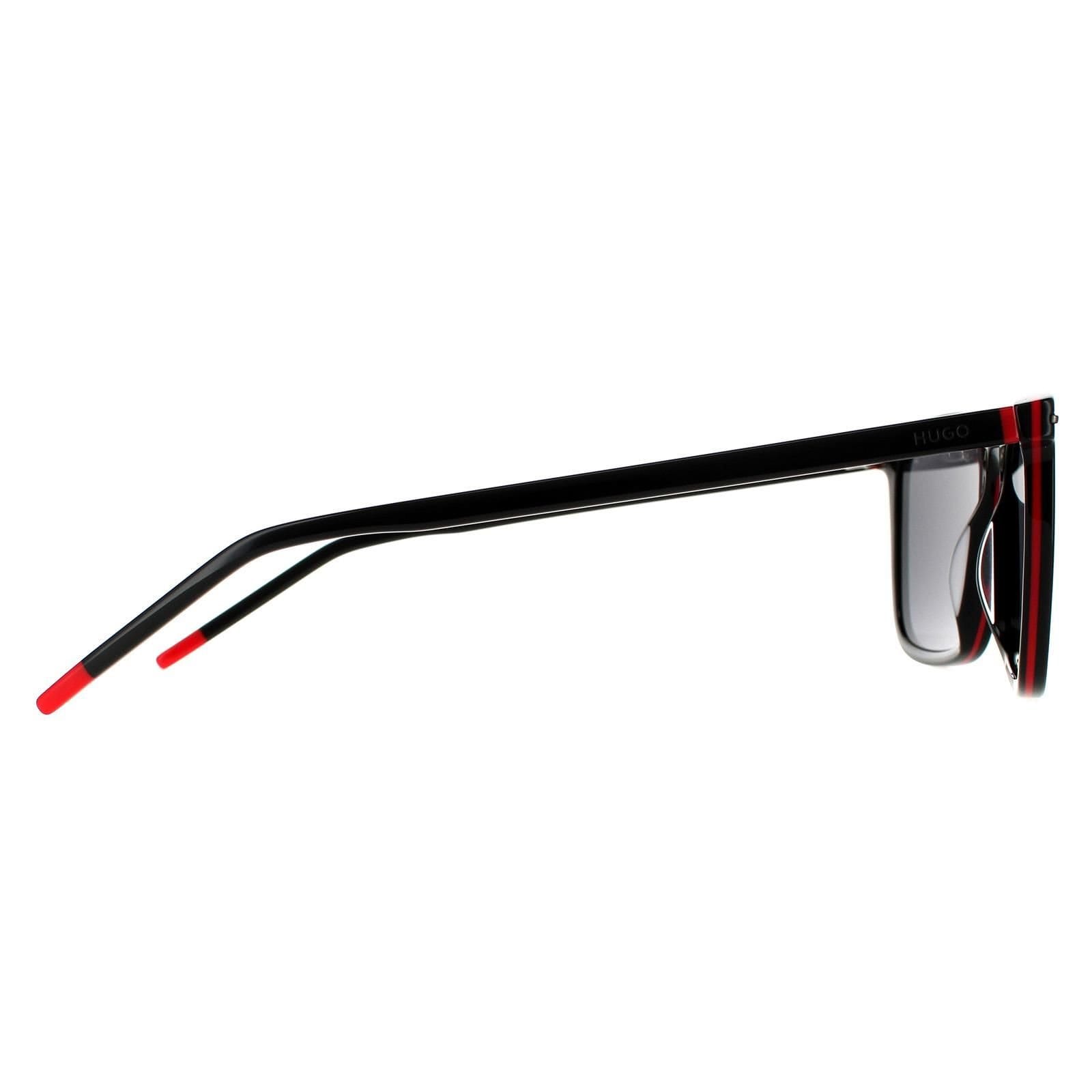 HUGO HUGO Men's Square Black Red Gold Grey Sunglasses - 4