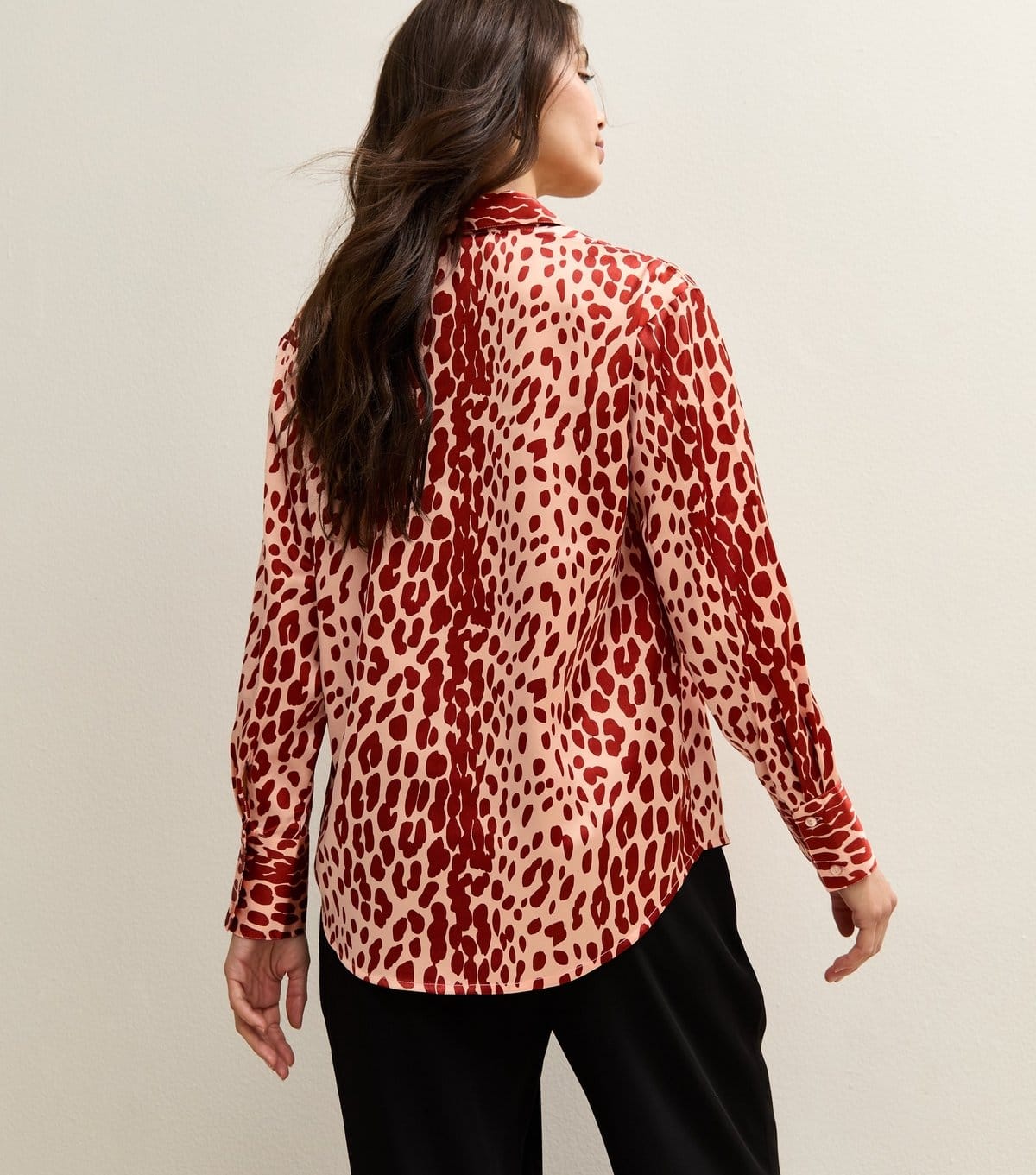 New Look Women's Brown Satin Animal Print Long Sleeve Shirt New Look - 4