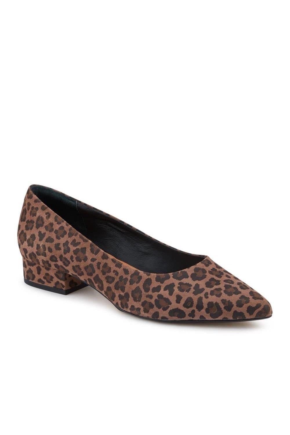Jones Bootmaker Jones Bootmaker Tan Leopard Print Leather Court Shoes