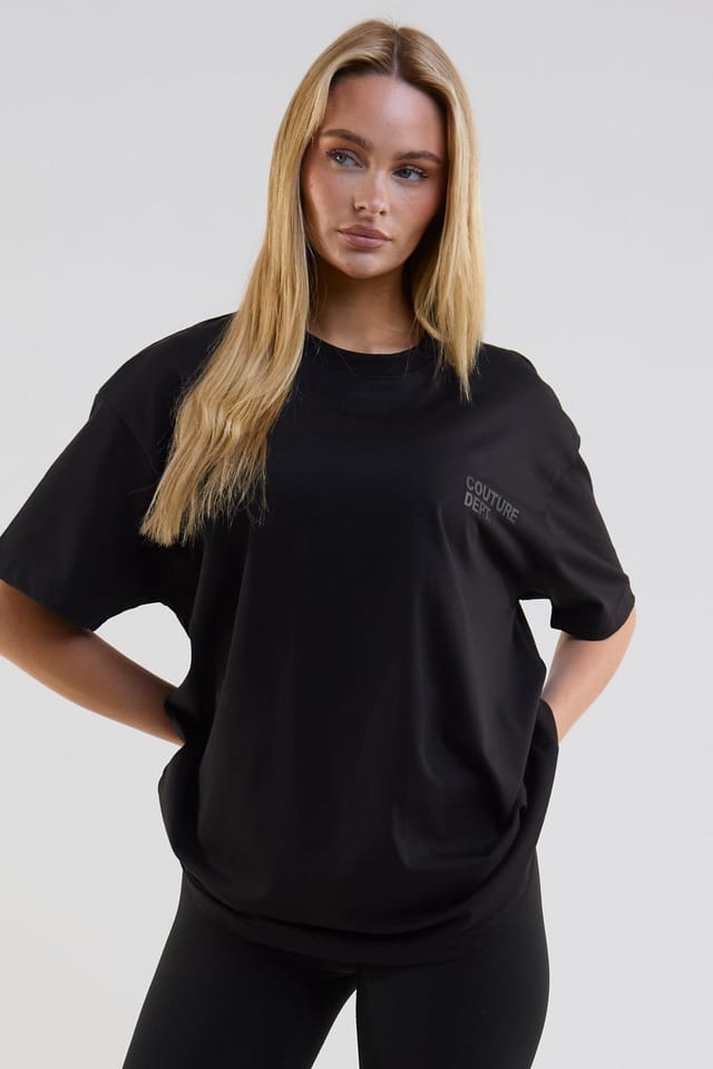 BCouture BCouture Women's Oversized Cotton T-Shirt in Black - 2