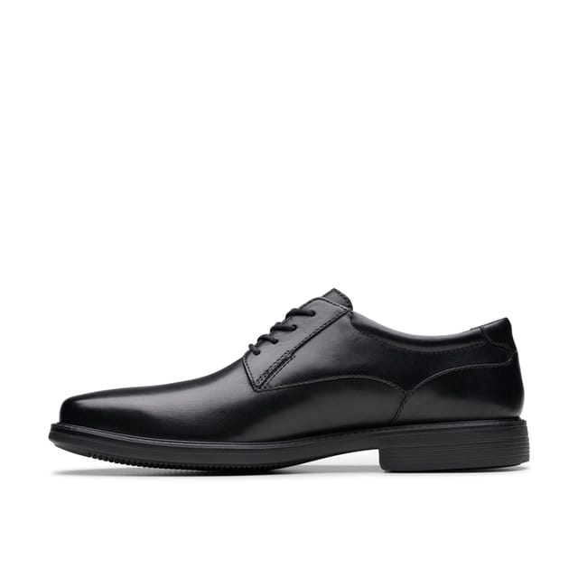 Clarks Clarks Men's Wendell Lace II Black Leather Derby Shoes, Lace Up - 2