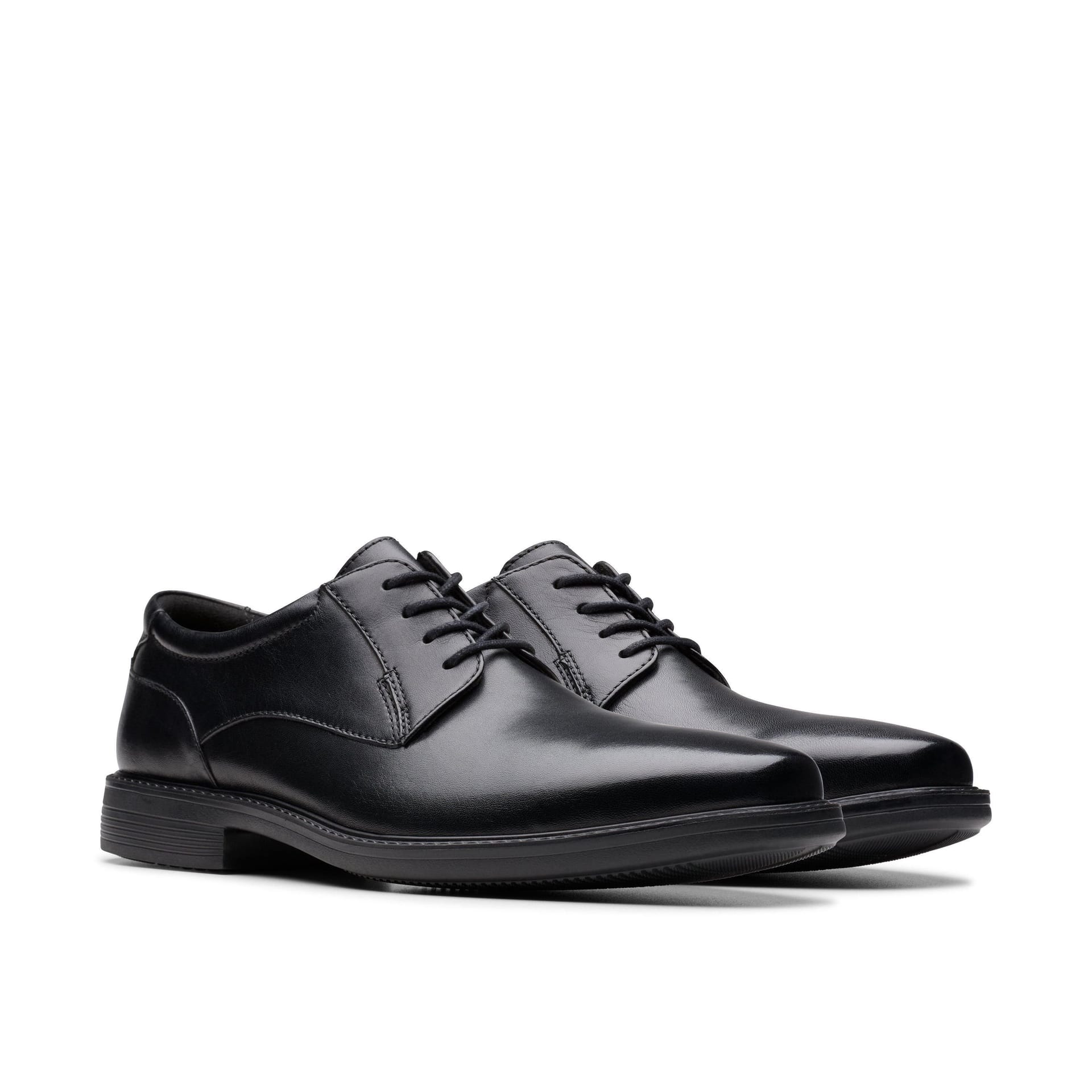 Clarks Clarks Men's Wendell Lace II Black Leather Derby Shoes, Lace Up - 4