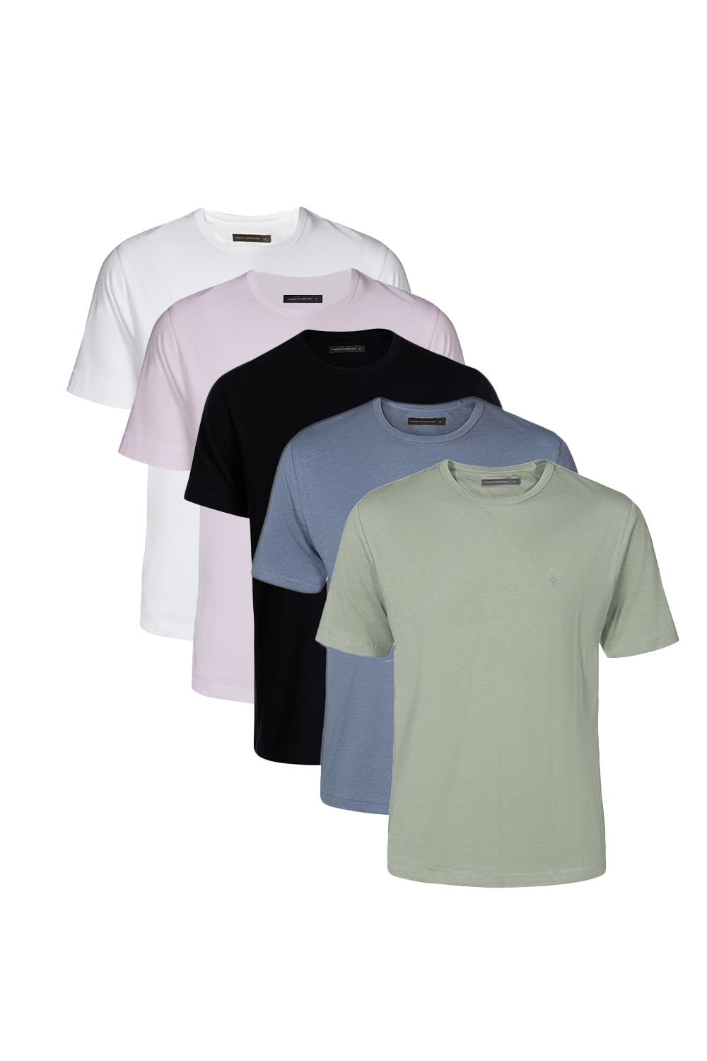 French Connection French Connection Men's 5 Pack Cotton Crew Neck Short Sleeve T-Shirts in Blue - 2