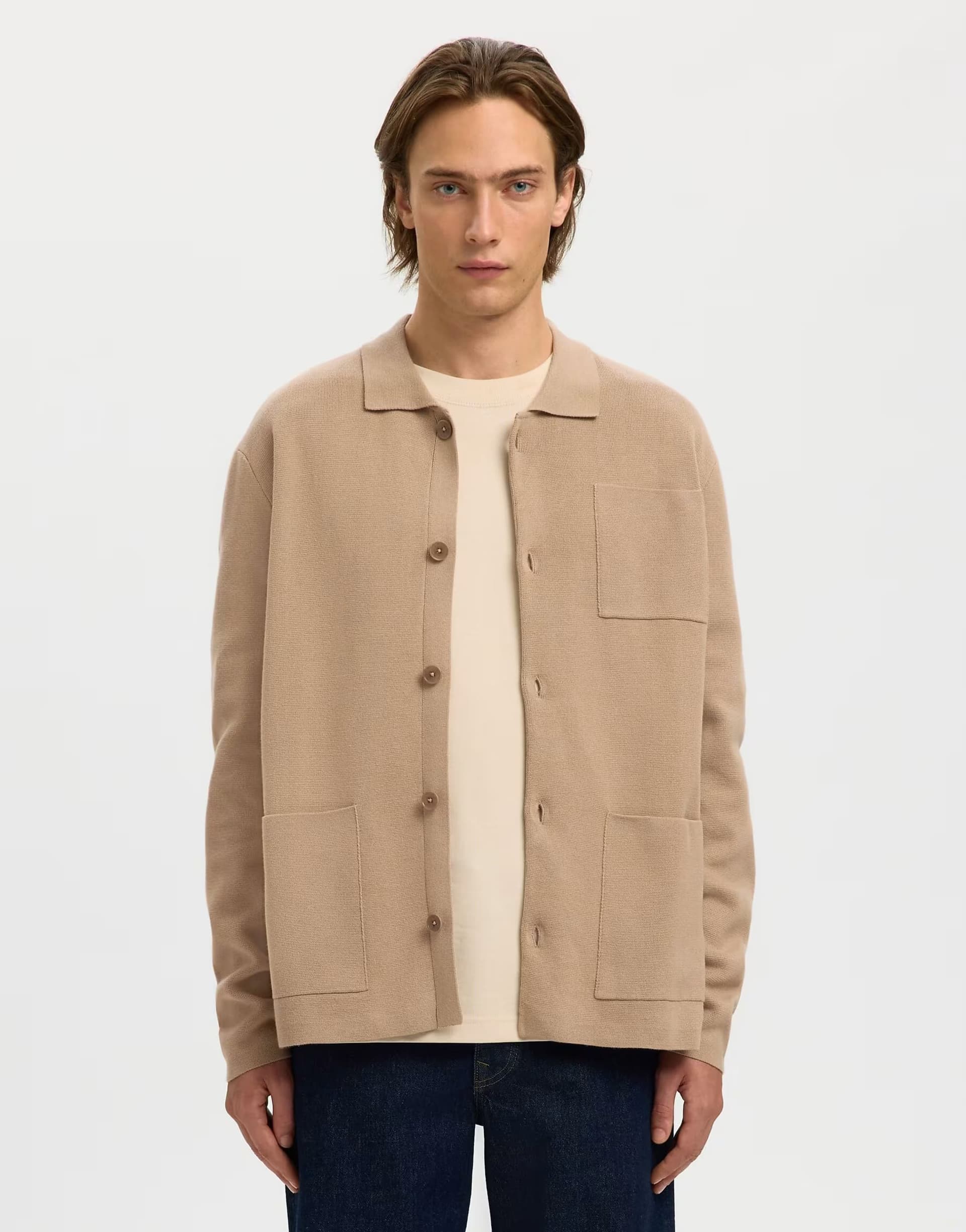 ASOS Selected Knitted cardigan in savannah tan