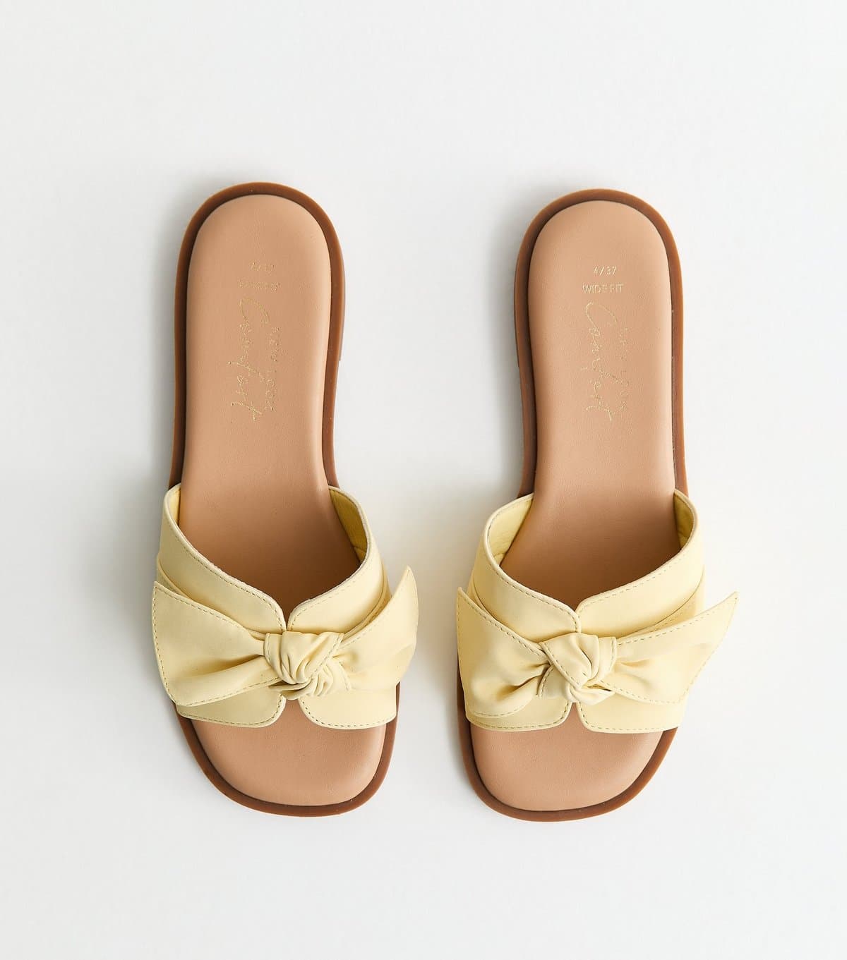 New Look New Look Light Yellow Faux Leather Bow Sandals