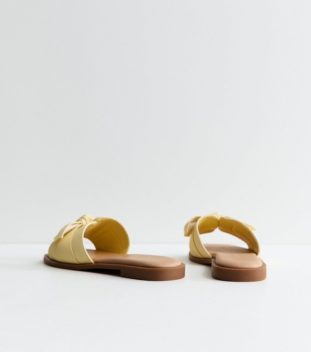 New Look Women's Wide Fit Light Yellow Faux Leather Bow Sandals New Look - 4