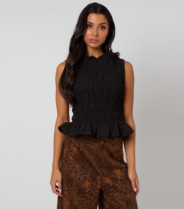 Urban Bliss Women's Black Shirred Peplum Hem Top Urban Bliss New Look - 2