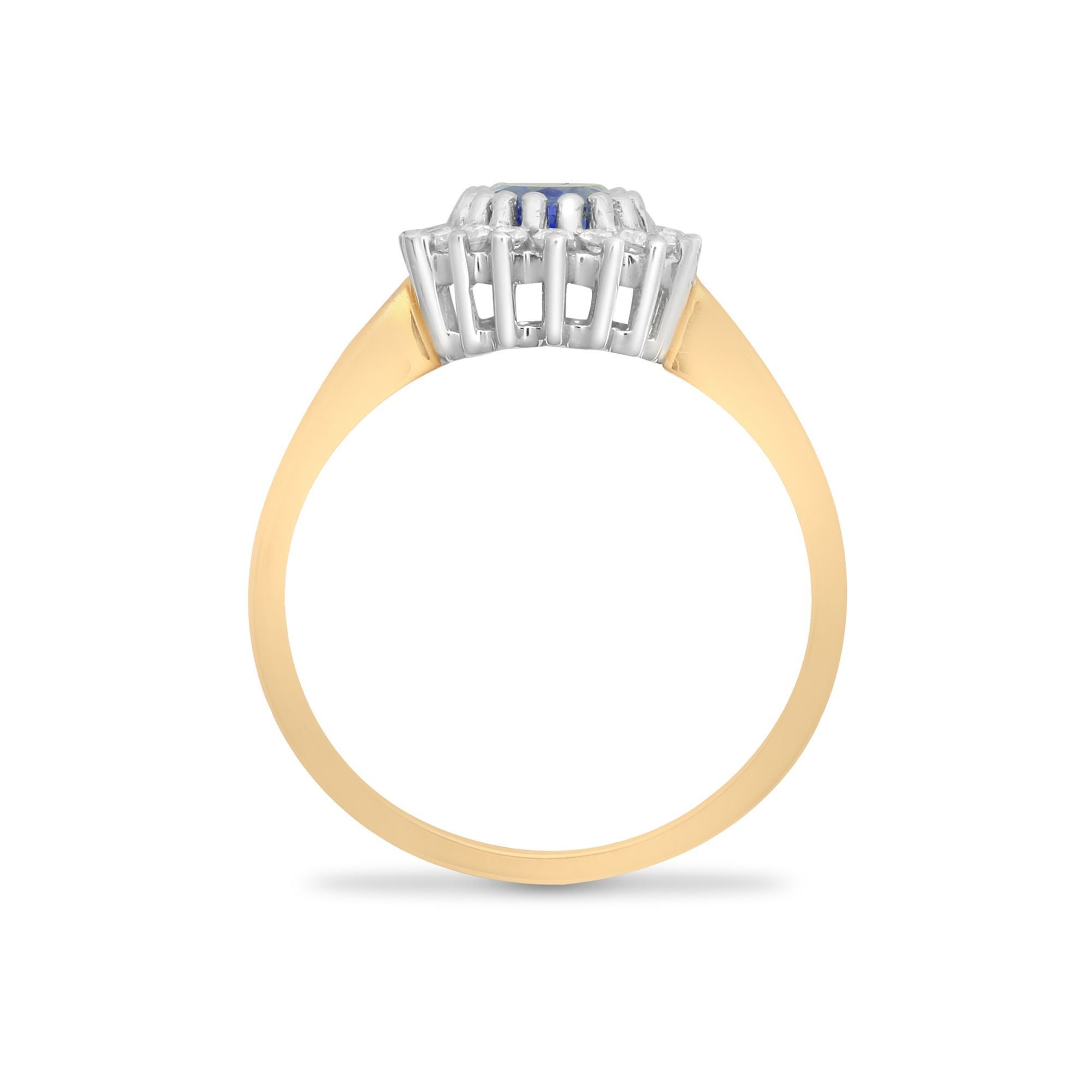 Jewelco London Jewelco London Women's 9ct Gold Diamond Blue Sapphire Classic Royal Cluster Ring 11mm - 2