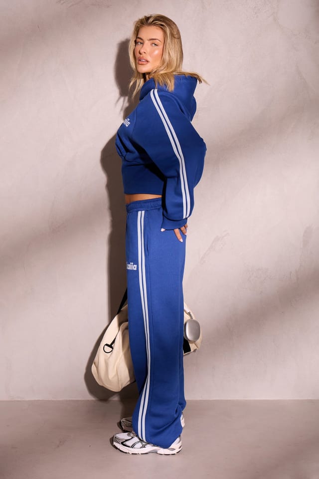 Kaiia Kaiia Oval Logo Corset Zip Through Hoodie Victory Blue & Dusty Blue - 3