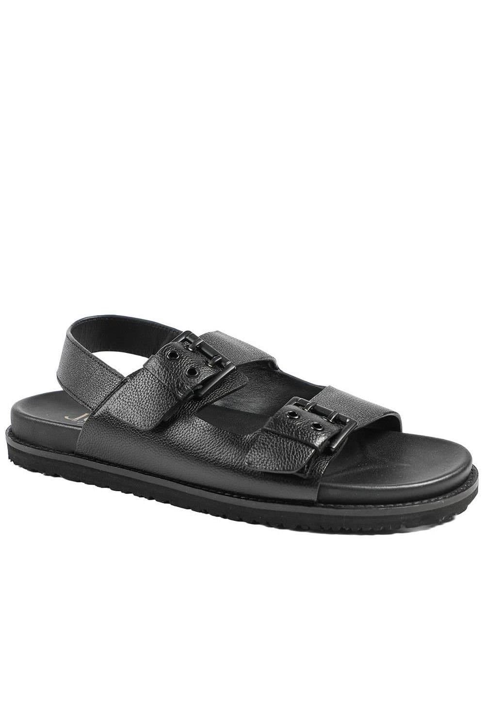 Jones Bootmaker Jones Bootmaker Black Leather Buckle Sandals