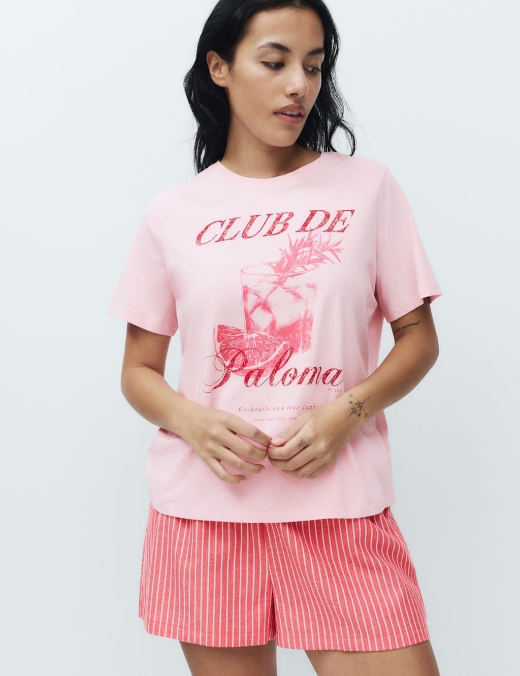 Marks & Spencer M&S Cotton Rich Printed Shortie Set Red Mix