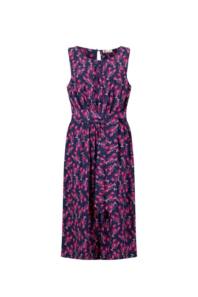 Weird Fish Weird Fish Women's Nalani Printed Viscose Jumpsuit in Mid Navy - 2