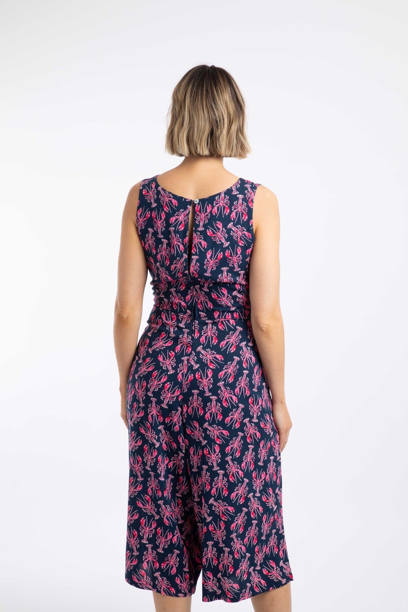 Weird Fish Weird Fish Women's Nalani Printed Viscose Jumpsuit in Mid Navy - 4