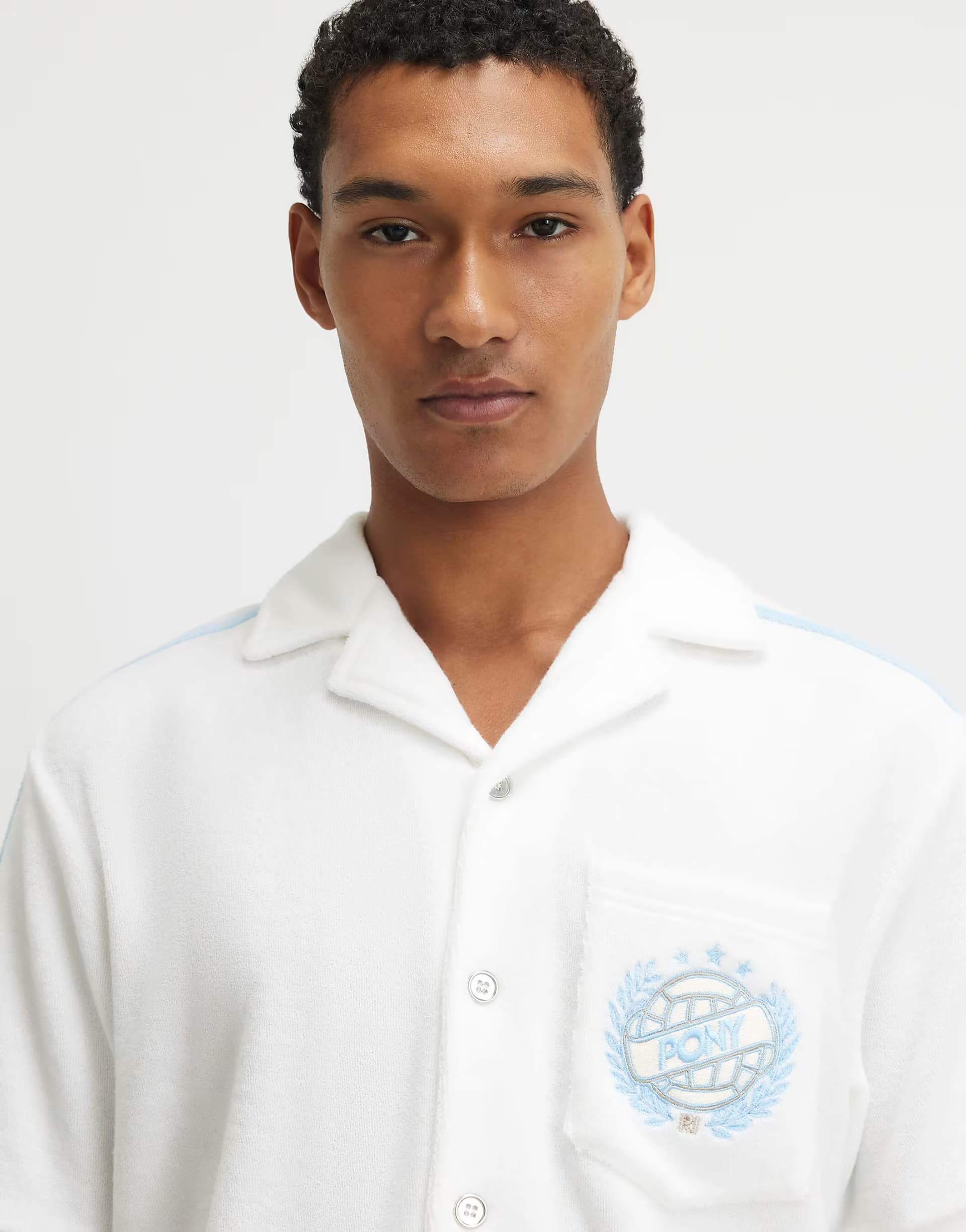 ASOS River Island Regular fit towelling revere shirt in white