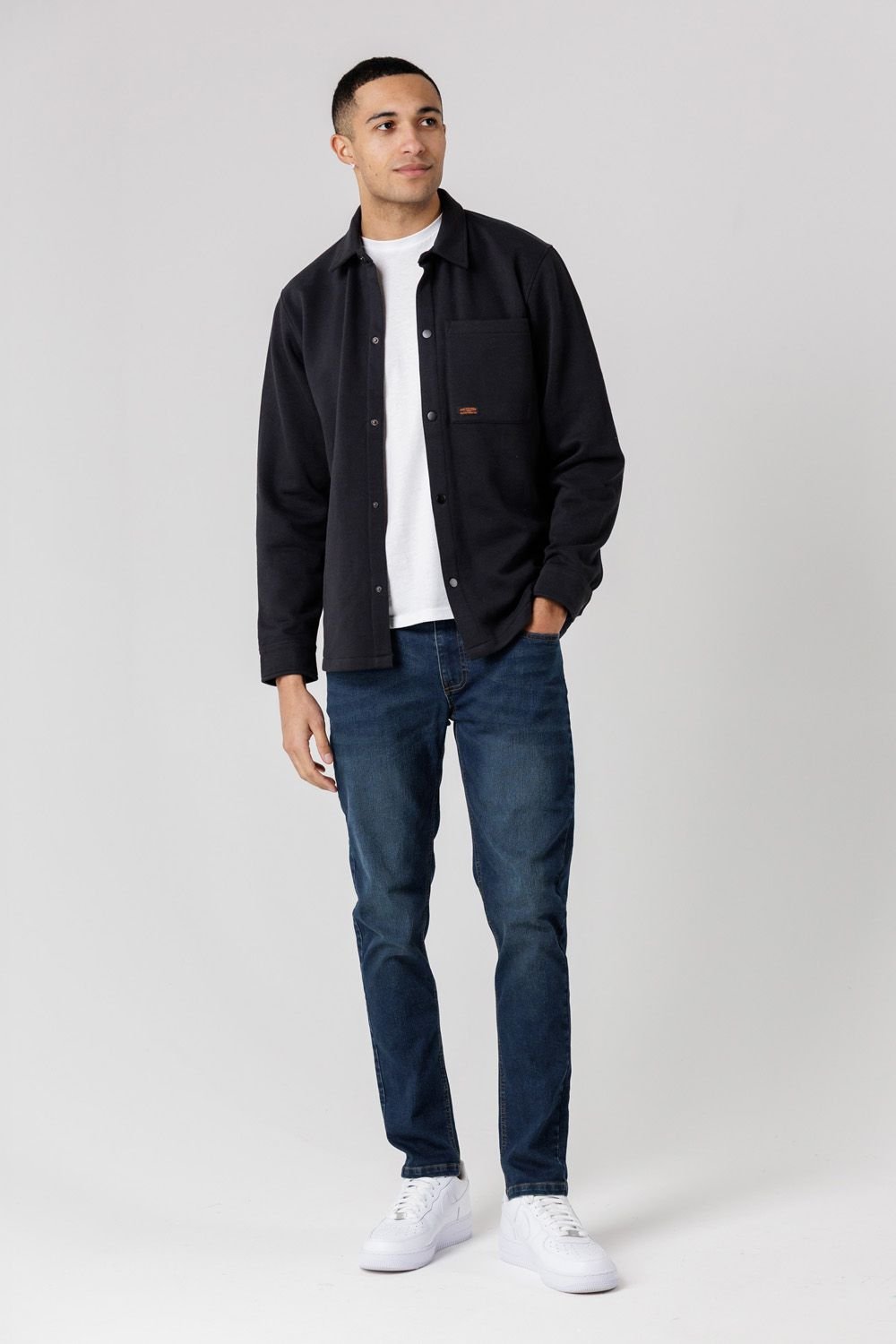 Tokyo Laundry Tokyo Laundry Men's Cotton Blend Brush-Back Fleece Long Sleeve Shirt in Black - 3