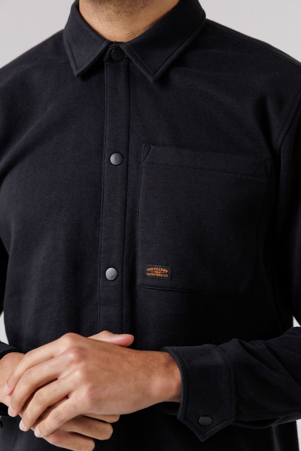 Tokyo Laundry Tokyo Laundry Men's Cotton Blend Brush-Back Fleece Long Sleeve Shirt in Black - 4