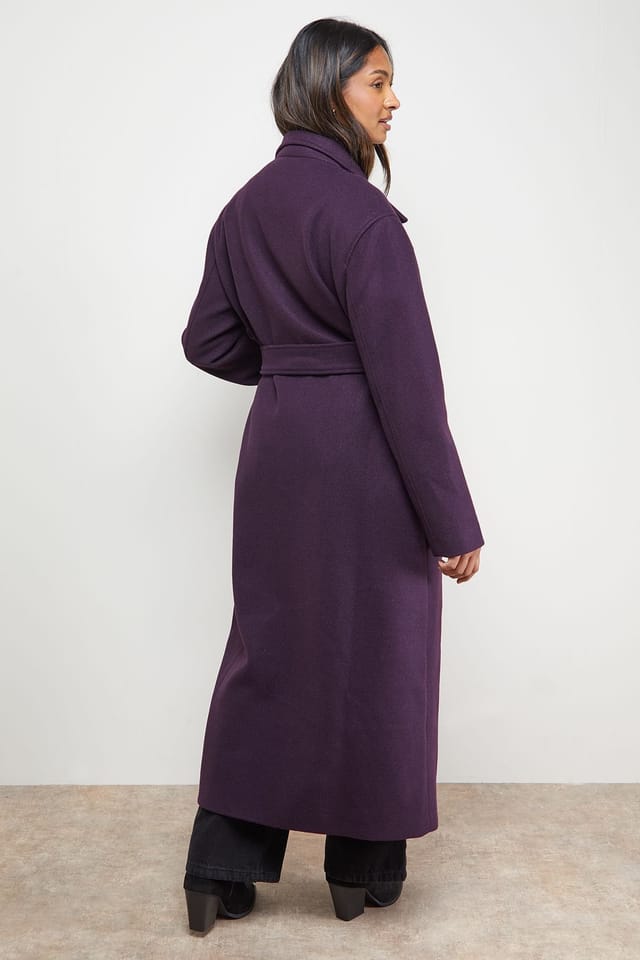 Oasis Oasis Women's Tie Belt Detail Midi Coat in Berry - 3