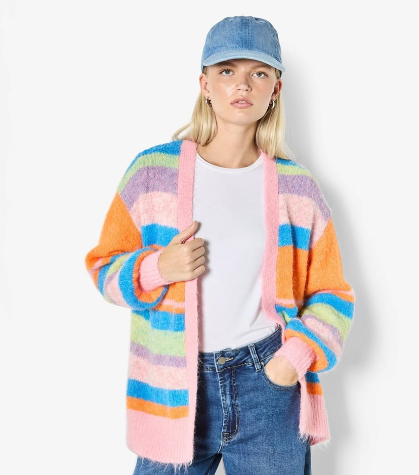 Apricot Women's Pink Striped Cardigan Apricot New Look - 1