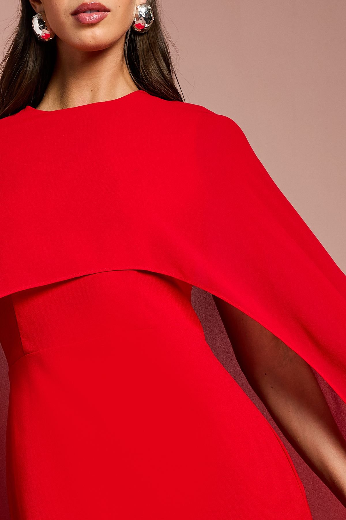 Coast Coast Women's Cape Sleeve Maxi Dress in Red - 4