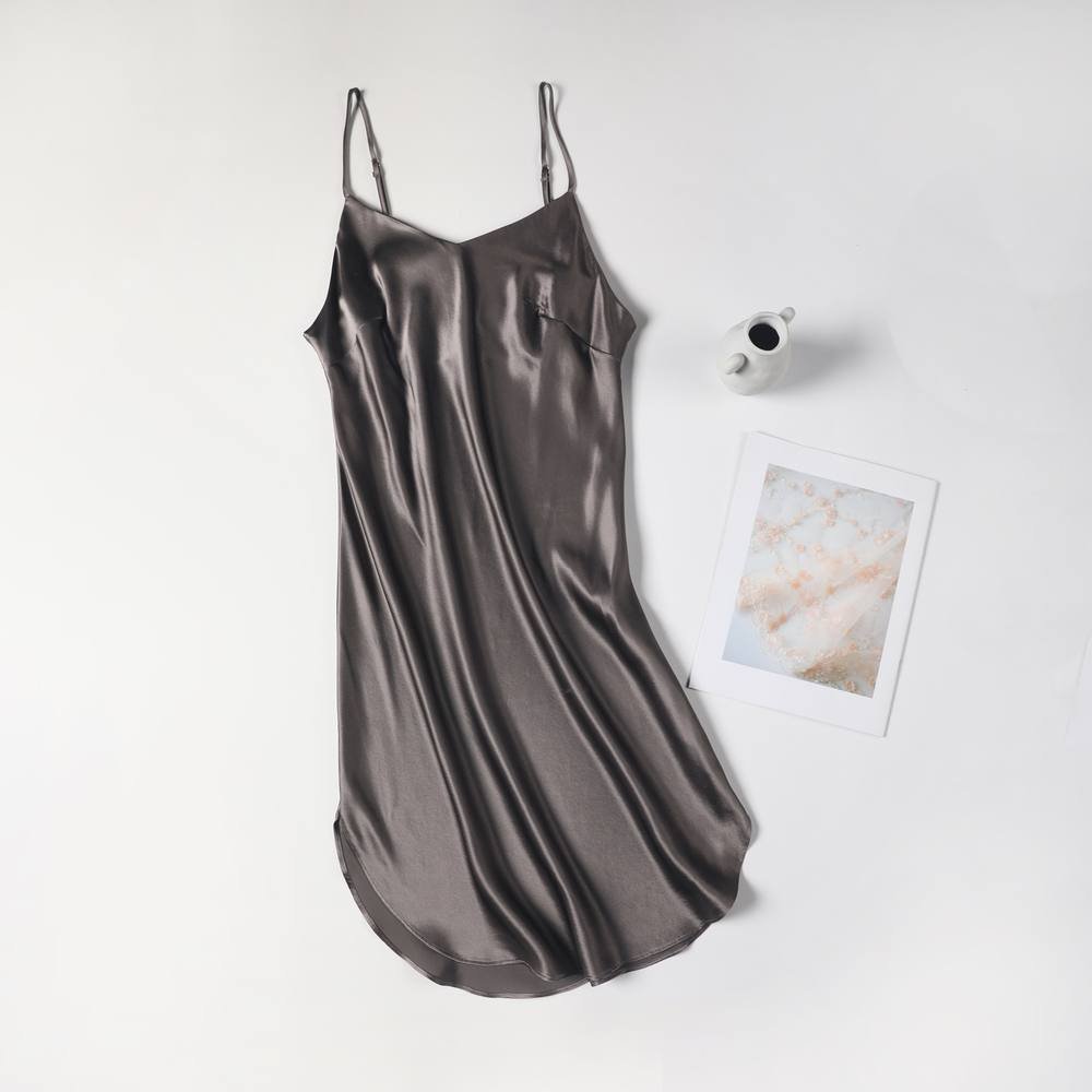 Soft Strokes Silk Soft Strokes Silk Women's Silk Slip Dress River Nymph - Grey - 3