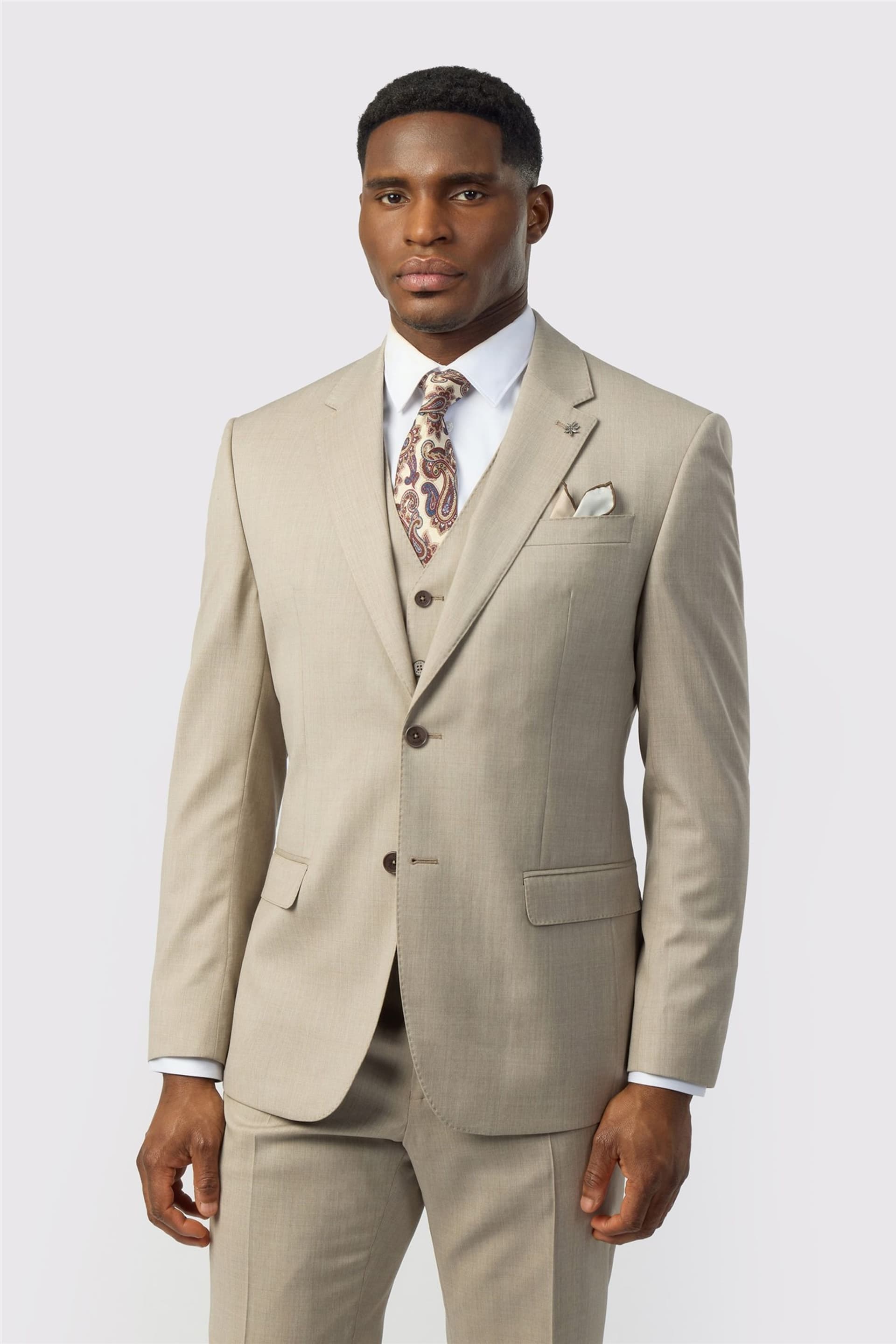 Ted Baker Ted Baker Men's Single Breasted Two Button Tailored Suit Jacket in Light Sand