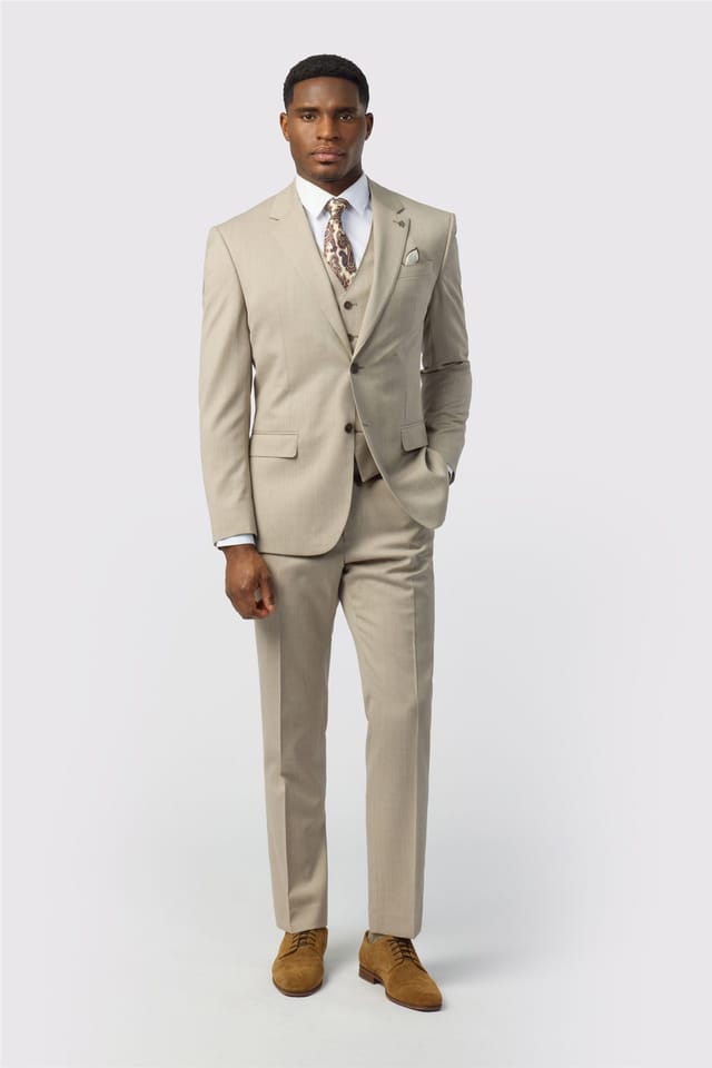 Ted Baker Ted Baker Men's Single Breasted Two Button Tailored Suit Jacket in Light Sand - 3