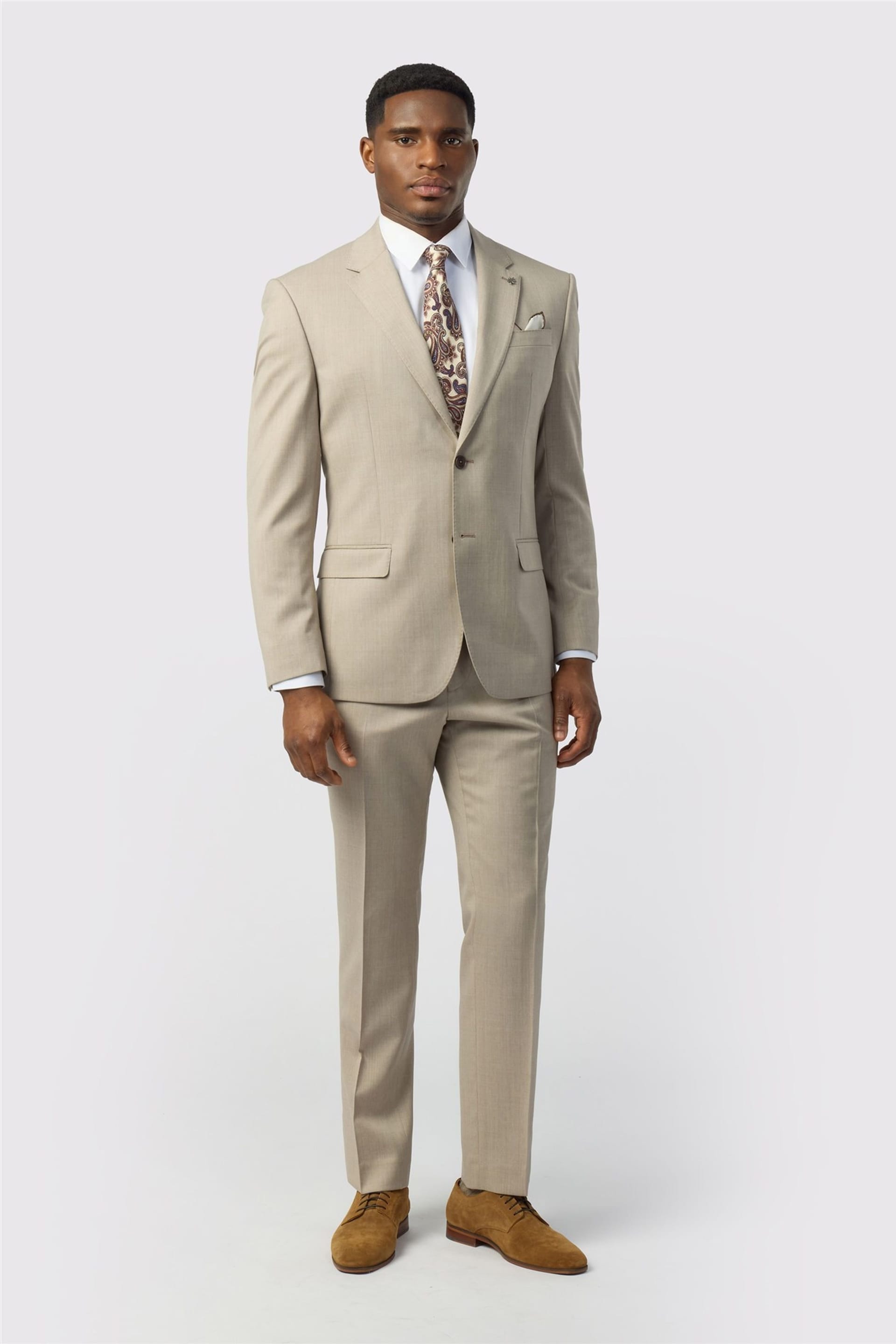 Ted Baker Ted Baker Men's Single Breasted Two Button Tailored Suit Jacket in Light Sand - 4