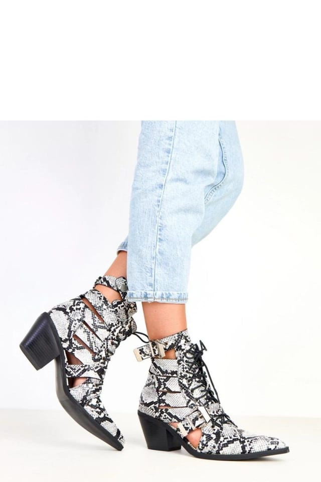 Love Lace Love Lace Women's Stylish Ankle Boots with Decorative Cutouts Buckle Lacing in Black - 2