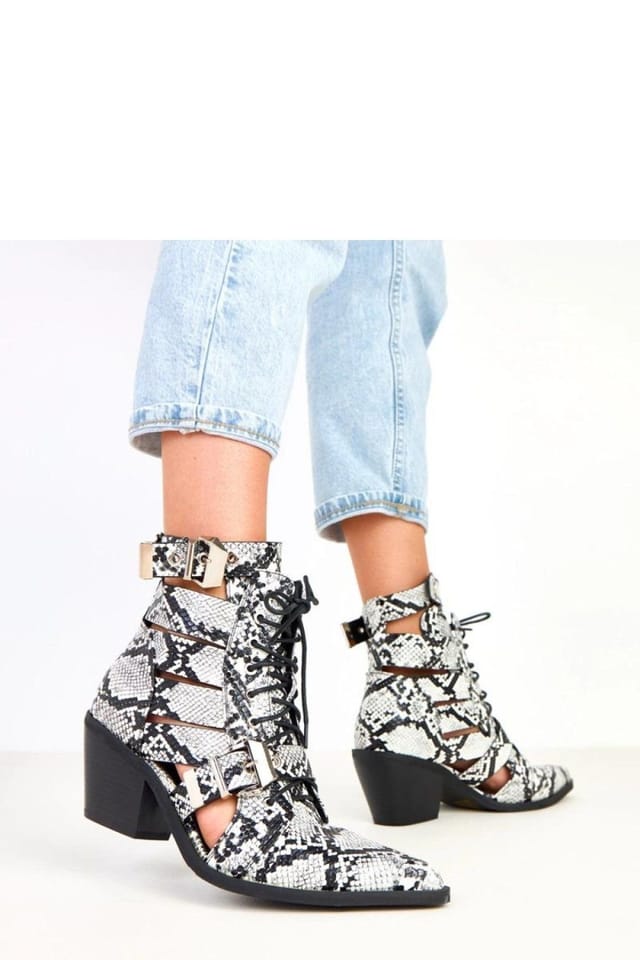Love Lace Love Lace Women's Stylish Ankle Boots with Decorative Cutouts Buckle Lacing in Black - 3