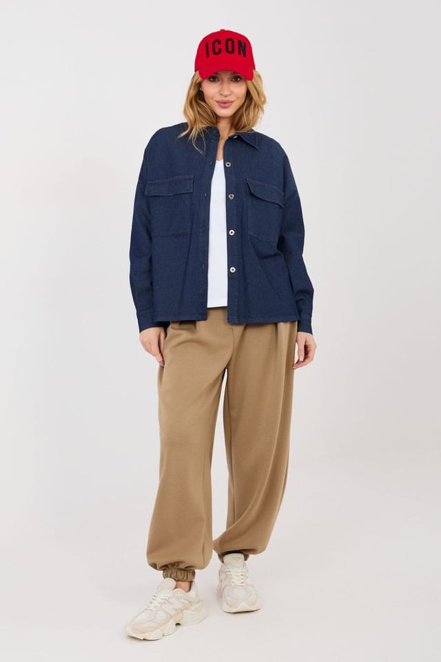 Love Lace Love Lace Women's Long Sleeve Denim Shirt with Pockets in Blue - 2