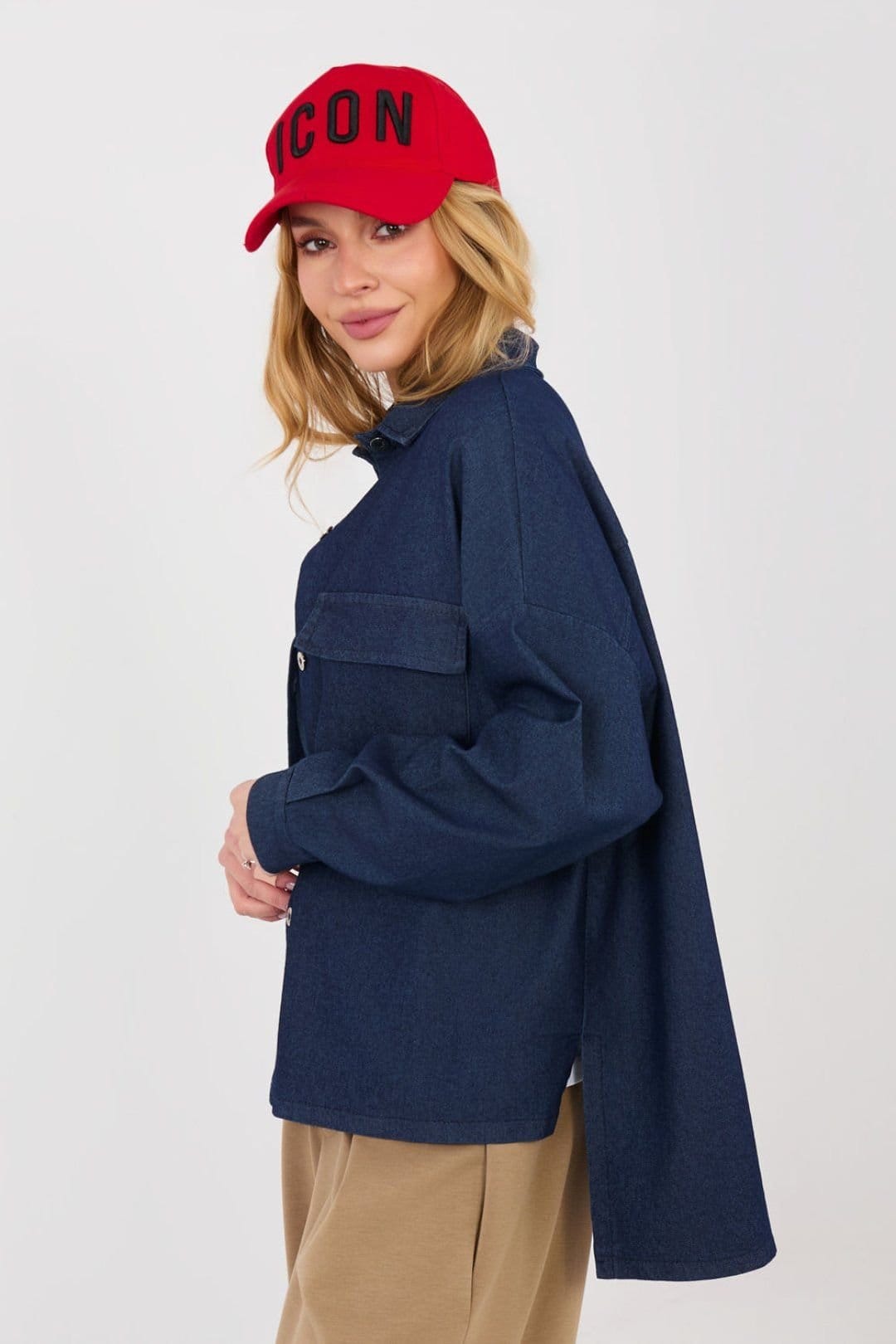 Love Lace Love Lace Women's Long Sleeve Denim Shirt with Pockets in Blue - 4