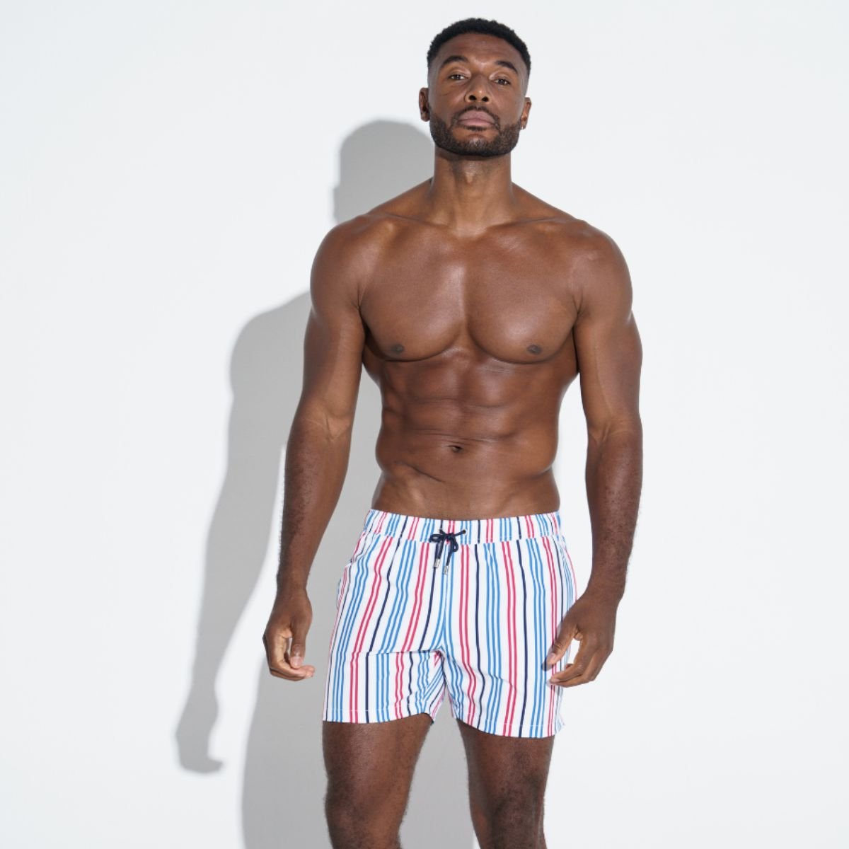 Panos Emporio Panos Emporio Men's Classic pinstripe Swimshort in White - 3