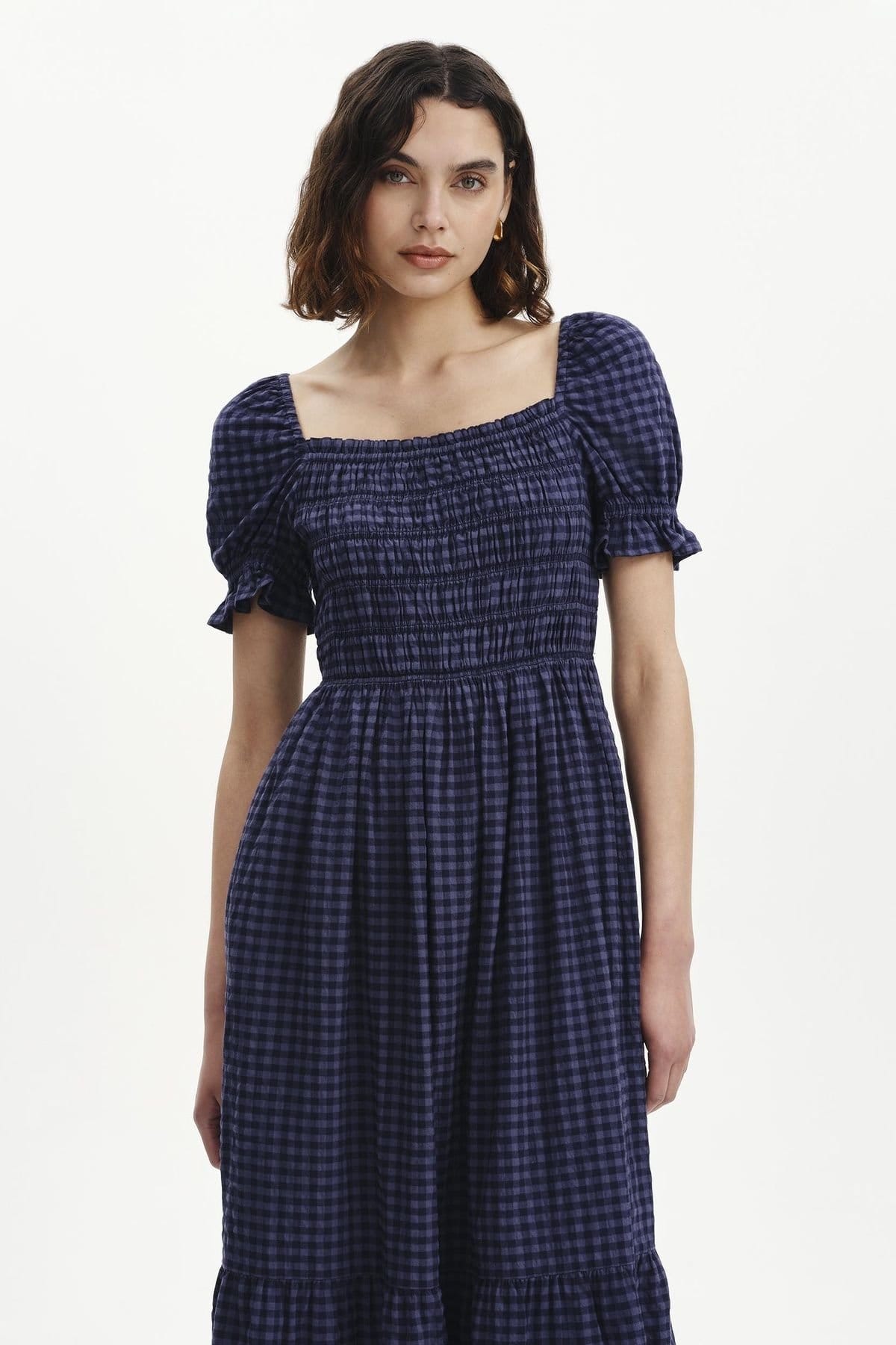 Finery London Finery London Women's Petite Dawn Square Neck Midi Dress in Dark Navy - 4