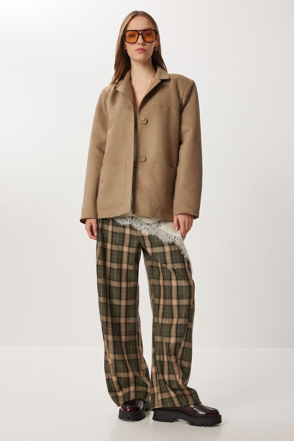 Happiness Istanbul Happiness Istanbul Beige Gabardine Buttoned Jacket