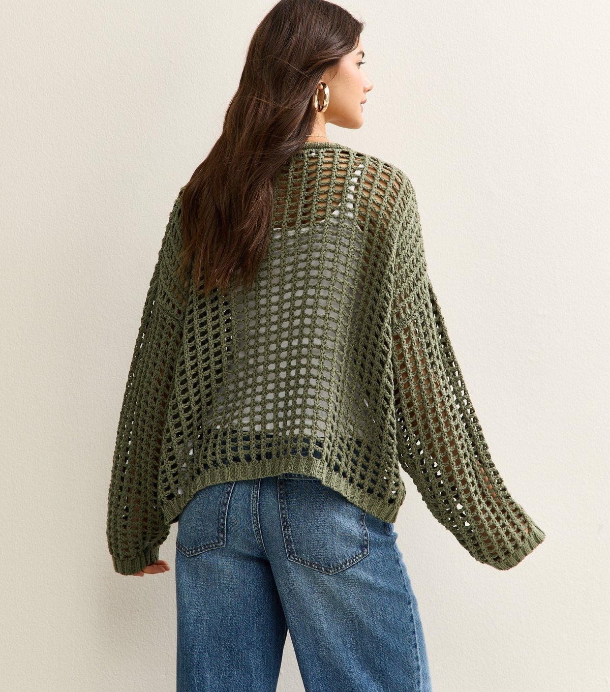 Gini London Women's Green Open Knit Cardigan Gini London New Look - 4