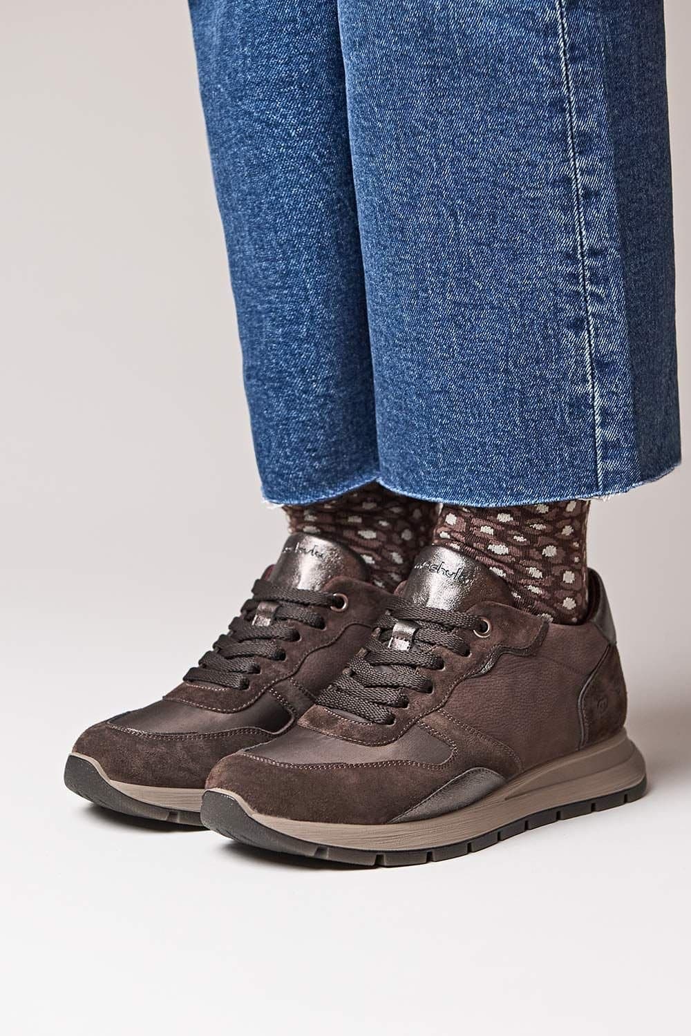 Moshulu Moshulu Women's 'Teresa' Lace Up Mesh Panel Trainers in Brown