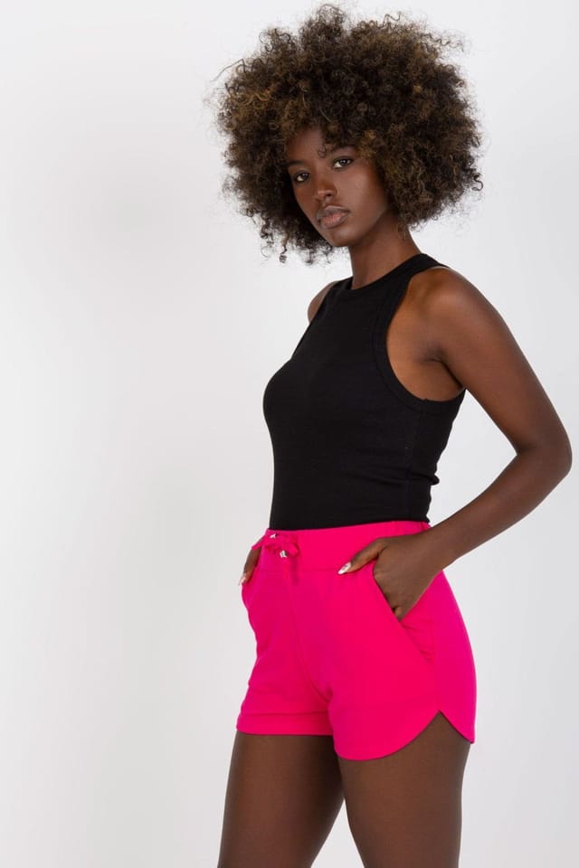 Love Lace Love Lace Women's High Waisted Sweatshorts with Drawstring Pockets Style 167122 in Pink - 2