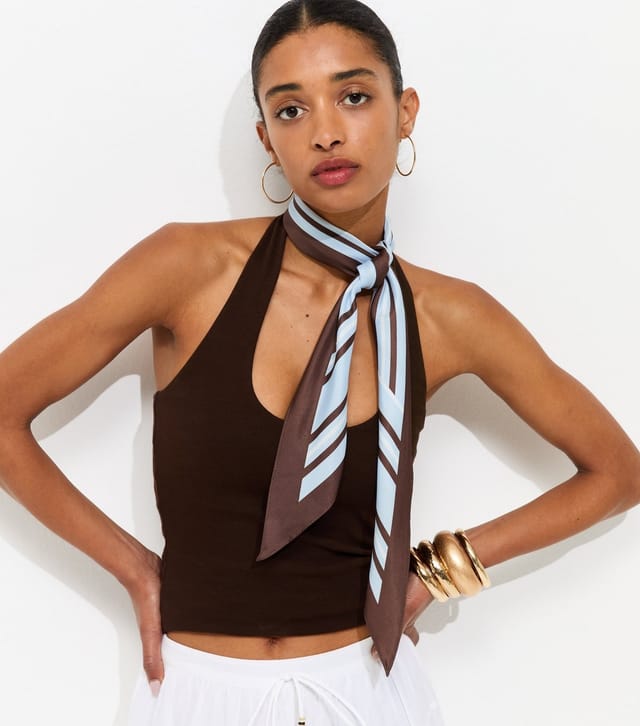 New Look Blue Striped Satin Scarf New Look - 2