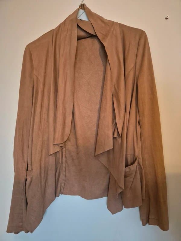 New Look Ladies New Look Suede Waterfall Jacket Cardigan Size 12 Tan Brown