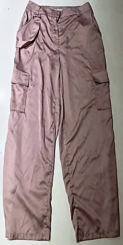 ASOS ASOS Design Satin Cargo Trousers Taupe Neutral Wide Leg Y2K Clean Girl UK 8