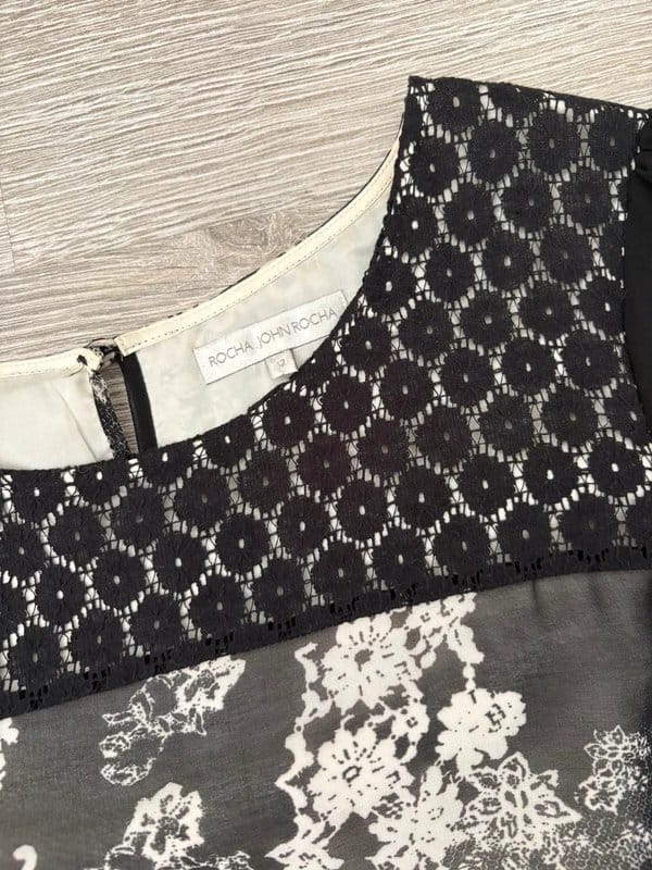 Rocha John Rocha Black & White Lace Floral Tunic Dress