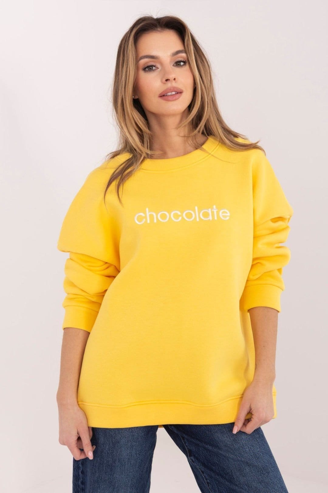 Love Lace Yellow Cotton Elastane Sweatshirt